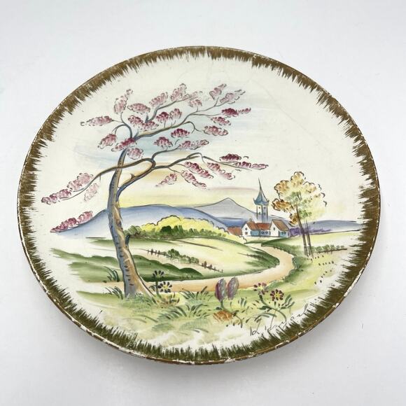 Vintage Hand Painted 8.5" Unique Collectable Plate Enesco Japan 1960 RARE - Picture 1 of 4